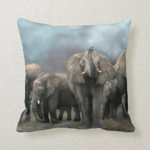 African Elephant Family Art Designer Pillow Kussen