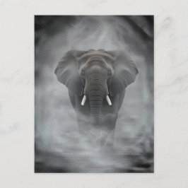 African Elephant in Misty Fog Serene Impasto Briefkaart