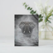African Elephant in Misty Fog Serene Impasto Briefkaart (Staand voorkant)