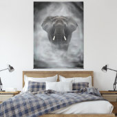 African Elephant in Misty Fog Serene Impasto Canvas Afdruk (Insitu (Slaapkamer))