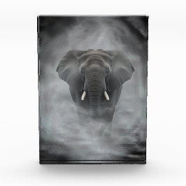 African Elephant in Misty Fog Serene Impasto Fotoblokken