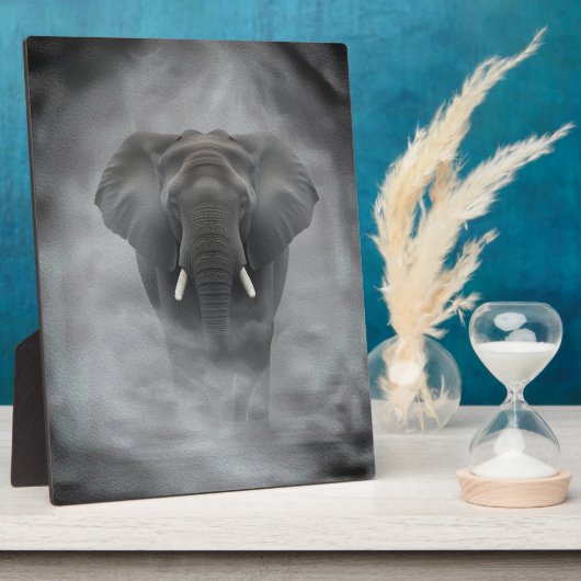 African Elephant in Misty Fog Serene Impasto Fotoplaat (Zijkant)