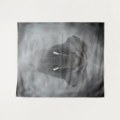 African Elephant in Misty Fog Serene Impasto Wandkleed (Voorkant (horizontaal))