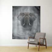 African Elephant in Misty Fog Serene Impasto Wandkleed (In situ)