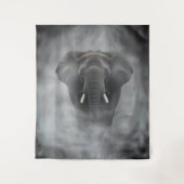 African Elephant in Misty Fog Serene Impasto Wandkleed (Voorkant)