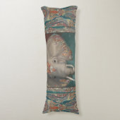 African Elephant India Etnische Tribal Boho Blauwg Lichaamskussen (Voorkant Verticaal)