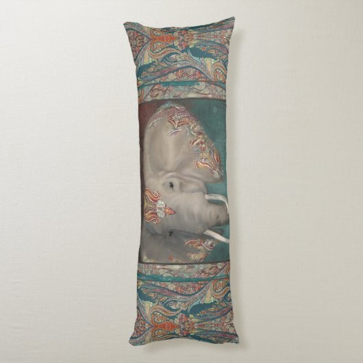 African Elephant India Etnische Tribal Boho Blauwg Lichaamskussen (Achterkant (Verticaal))