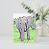 African Elephant Mama and Baby Scene Artwork Briefkaart (Staand voorkant)