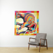 African Elephant Quilt Look Tapestry Wandkleed (In Situ (horizontaal))