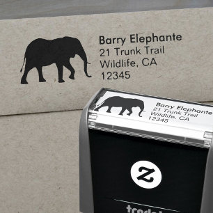 African Elephant Silhouette Return Address Zelfinktende Stempel