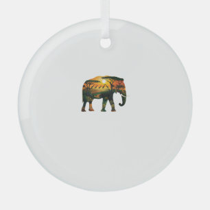 African Elephant Sunset Safari Natuur Lovers Shirt Glas Ornament