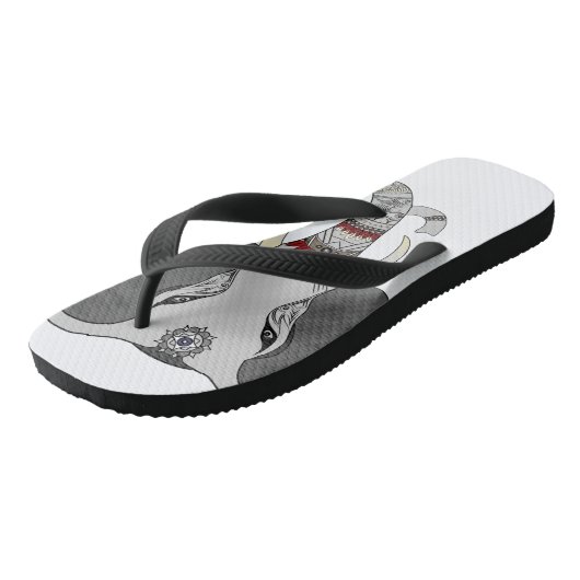 African-Elephant-Tribal Teenslippers (Schuin)