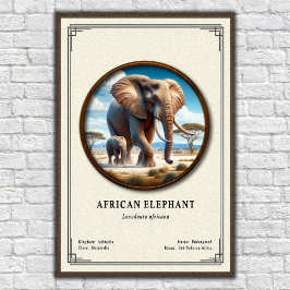 African Elephant Zoology Series Poster
