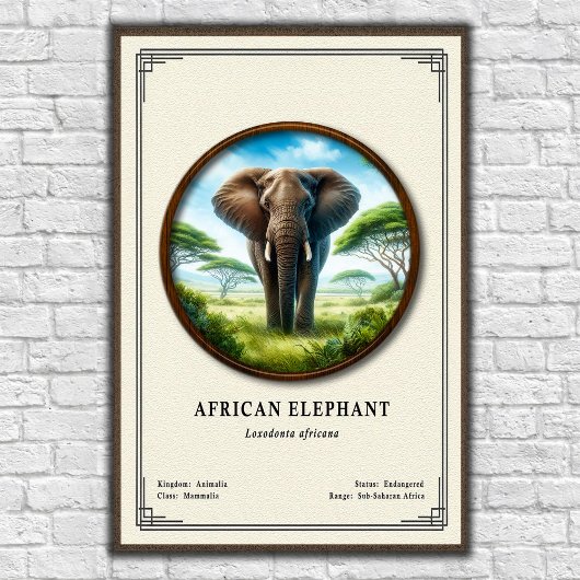 African Elephant Zoology Series Poster