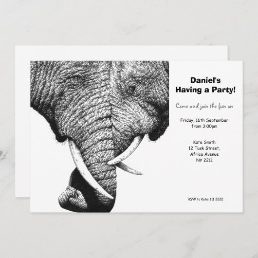 African Elephants Party-uitnodiging Kaart (Voorkant / Achterkant)