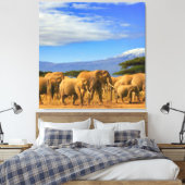 African Elephants Safari Canvas Afdruk (Insitu (Slaapkamer))