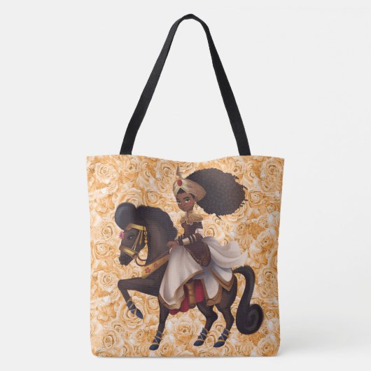African Equestrian Princess Grote Canvas tas (Achterkant)