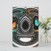 African Ethnic Doodle Zebra textured Art Print Briefpapier (Staand voorkant)