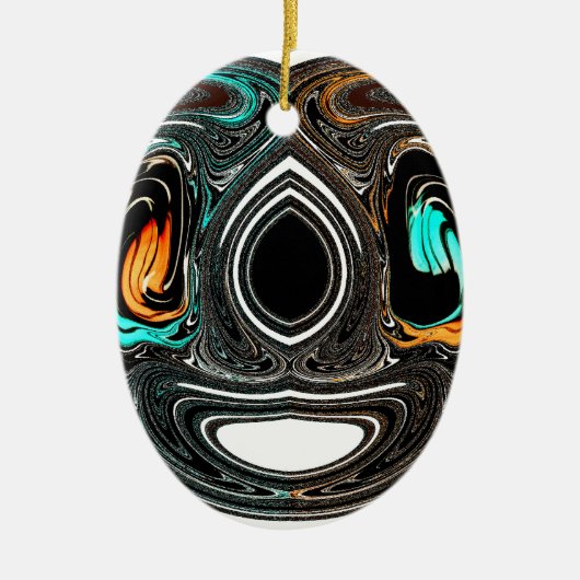 African Ethnic Doodle Zebra textured Art Print Keramisch Ornament (Voorkant)