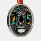 African Ethnic Doodle Zebra textured Art Print Metalen Ornament (Rechts)