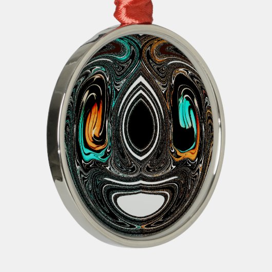 African Ethnic Doodle Zebra textured Art Print Metalen Ornament (Rechts)