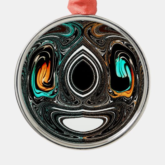 African Ethnic Doodle Zebra textured Art Print Metalen Ornament (Voorkant)