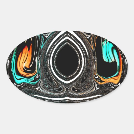 African Ethnic Doodle Zebra textured Art Print Ovale Sticker (Voorkant)