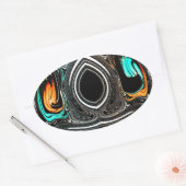 African Ethnic Doodle Zebra textured Art Print Ovale Sticker (Envelop)