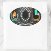 African Ethnic Doodle Zebra textured Art Print Ovale Sticker (Tas)