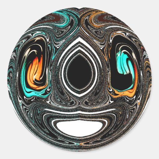 African Ethnic Doodle Zebra textured Art Print Ronde Sticker (Voorkant)