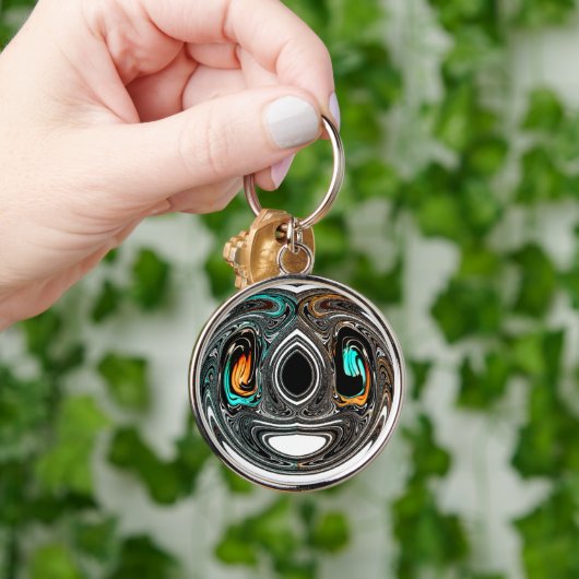 African Ethnic Doodle Zebra textured Art Print Sleutelhanger (Hand)