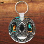 African Ethnic Doodle Zebra textured Art Print Sleutelhanger (Voorkant)