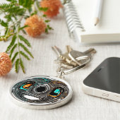 African Ethnic Doodle Zebra textured Art Print Sleutelhanger (Zijkant)