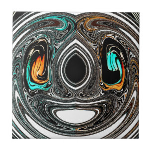 African Ethnic Doodle Zebra textured Art Print Tegeltje