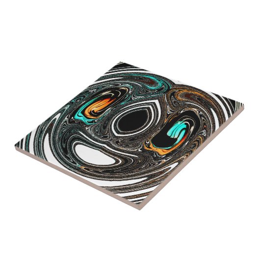 African Ethnic Doodle Zebra textured Art Print Tegeltje (Zijkant)