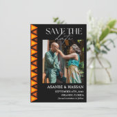 African Ethnic Pattern Wedding Save the Date Card (Staand voorkant)