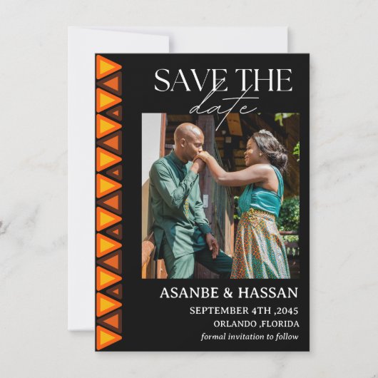 African Ethnic Pattern Wedding Save the Date Card (Voorkant)