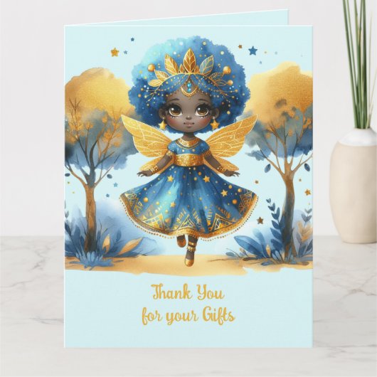African Fairy Dank u Blauwgroen Goud Roze Prinses Kaart (Voorkant)