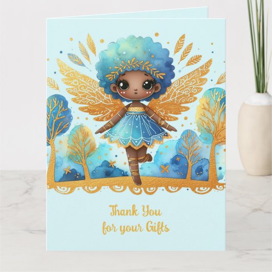 African Fairy Dank u Blauwgroen Goud Roze Prinses Kaart (Voorkant)