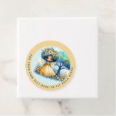 African Fairy Verjaardag Blauwgroen Goud Roze Prin Bedankjes Labels (In situ)