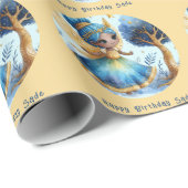 African Fairy Verjaardag Blauwgroen Goud Roze Prin Cadeaupapier (Rol Hoek)