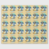 African Fairy Verjaardag Blauwgroen Goud Roze Prin Cadeaupapier (Vlak)