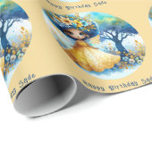 African Fairy Verjaardag Blauwgroen Goud Roze Prin Cadeaupapier (Rol Hoek)