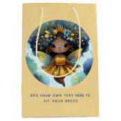 African Fairy Verjaardag Blauwgroen Goud Roze Prin Medium Cadeauzakje (Voorkant)
