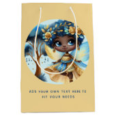 African Fairy Verjaardag Blauwgroen Goud Roze Prin Medium Cadeauzakje (Voorkant)