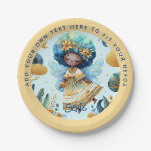 African Fairy Verjaardag Blauwgroen Goud Roze Prin Papieren Bordje