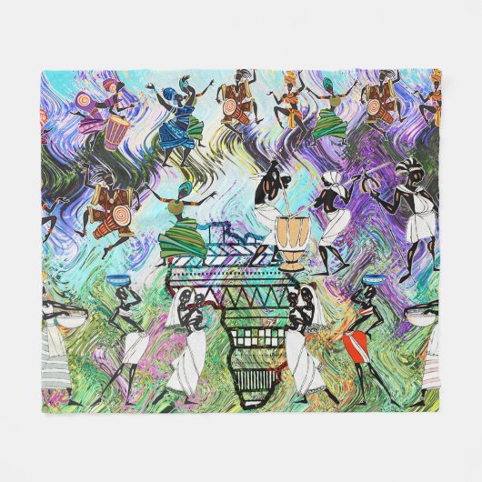 African Feast: Rhythms of Africa Fleece Deken (Voorkant (Horizontaal))