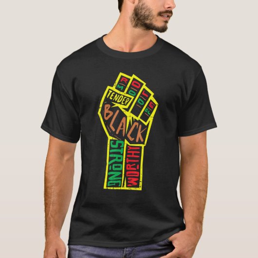African Fist Black Pride Melanin Blm Geschiedenis T-shirt (Voorkant)