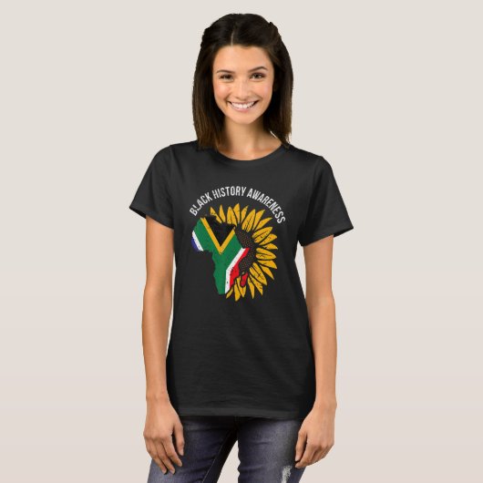 African Flag Flower Cool Black History Awareness M T-shirt (Voorkant volledig)