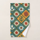 African Floral Tegel Art Bad Handdoek (Handdoek)